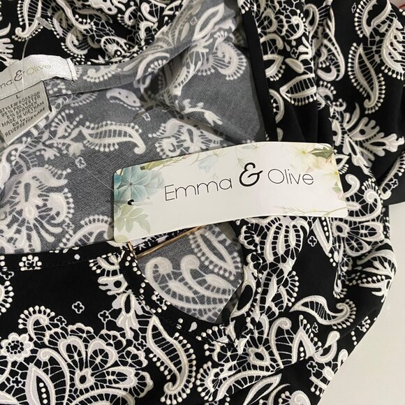 Emma & Olive Women's Pullover Top L Black and White - Picture 6 of 7